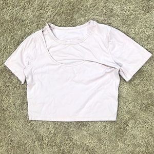 Lululemon pink cropped athletic shirt